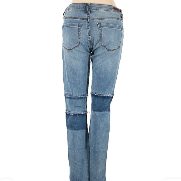 NWT Blank NYC Blue Straight Leg Jeans with Knee Patches - Picture 2 of 5